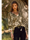 Plus Floral Printed Blouse - Greige Goods