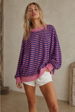Oversized Stripe Mock Neck Pullover
