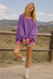 Oversized Stripe Mock Neck Pullover