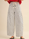 Polka Dot Pleated Barrel Pants