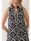 Floral Embroidered Lattice Shift Mini Dress