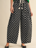 Polka Dot Pleated Barrel Pants
