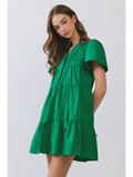 Pleated Detail Ruffle Mini Dress - Greige Goods