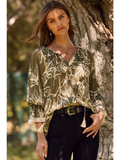 Plus Floral Printed Blouse - Greige Goods