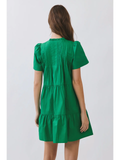 Pleated Detail Ruffle Mini Dress - Greige Goods