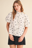 Polka Dot Ruffled Button Down Top