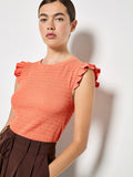 Textured Ruffle Sleeve Top - Greige Goods