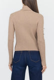 Arlen Long Sleeve High Neck Top - Greige Goods