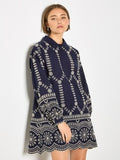 2 Tone Broderie Swing Dress - Greige Goods