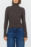 Arlen Long Sleeve High Neck Top - Greige Goods