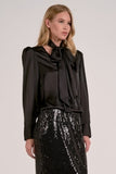 Long Sleeve Scarf Blouse - Greige Goods
