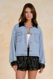 Leather Trim Denim Jacket