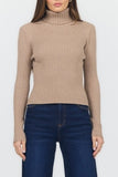 Arlen Long Sleeve High Neck Top - Greige Goods