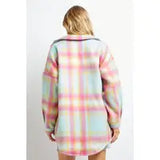 Curvy Girl Plaid Button Down Jacket - Greige Goods
