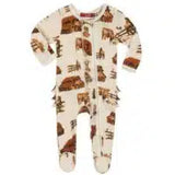 O Footed Ruffle Romper - Greige Goods