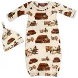 O Baby Gown/Hat Set - Greige Goods